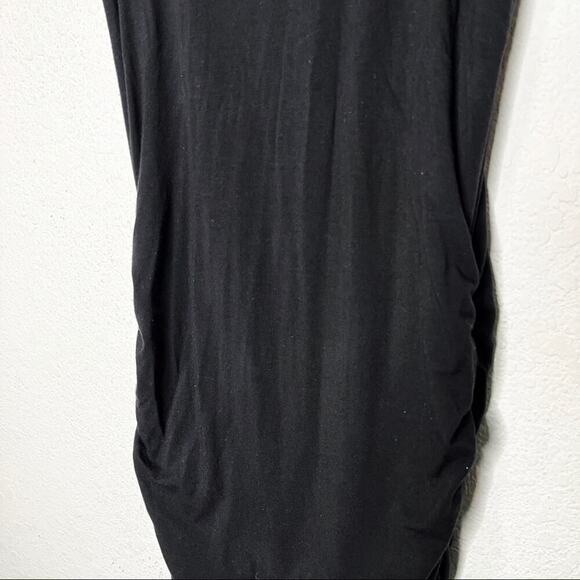 Athleta Comeback Tank Midi Dress Black Ruched Pima Cotton Fitted Minimalist - Picture 5 of 10
